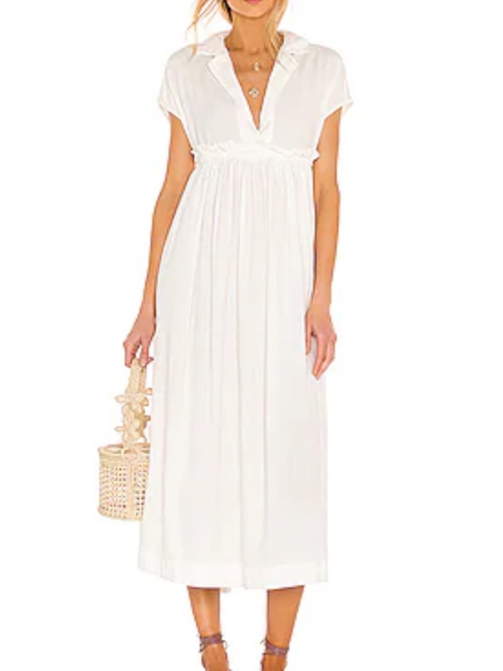 Free People All Occasions Shirt Dress Midi Ivory